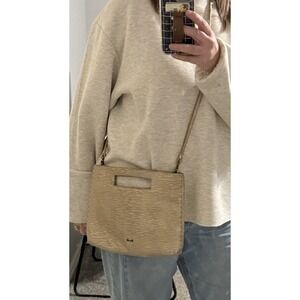 THE SAK Linden Leather Crossbody Clutch Handbag Gold Metallic Removable Strap